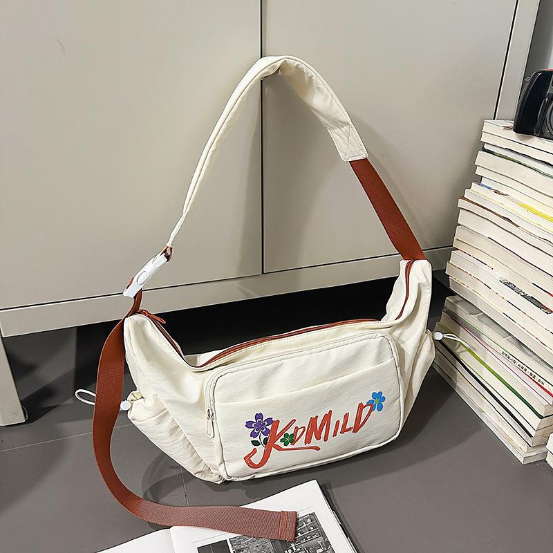 Japanese Ins Wind Messenger Bag Women's Fashion Letter Dumpling Bag Casual Large Capacity Boys Satchel Versatile Shoulder Bag