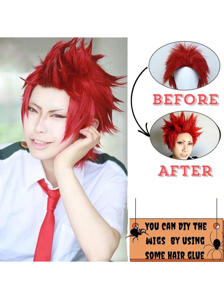 Synthetic Universal Anime Cosplay Wigs, Heat Resistant Wigs, Spiky Layered Short Straight Hair Wigs for Party Halloween Wig