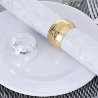 Metal Napkin Ring Golden Silver-color Frosted Hammer Pattern Dinner Napkin Holder Buckle Birthday Wedding Holiday Party Dining Table Decoration