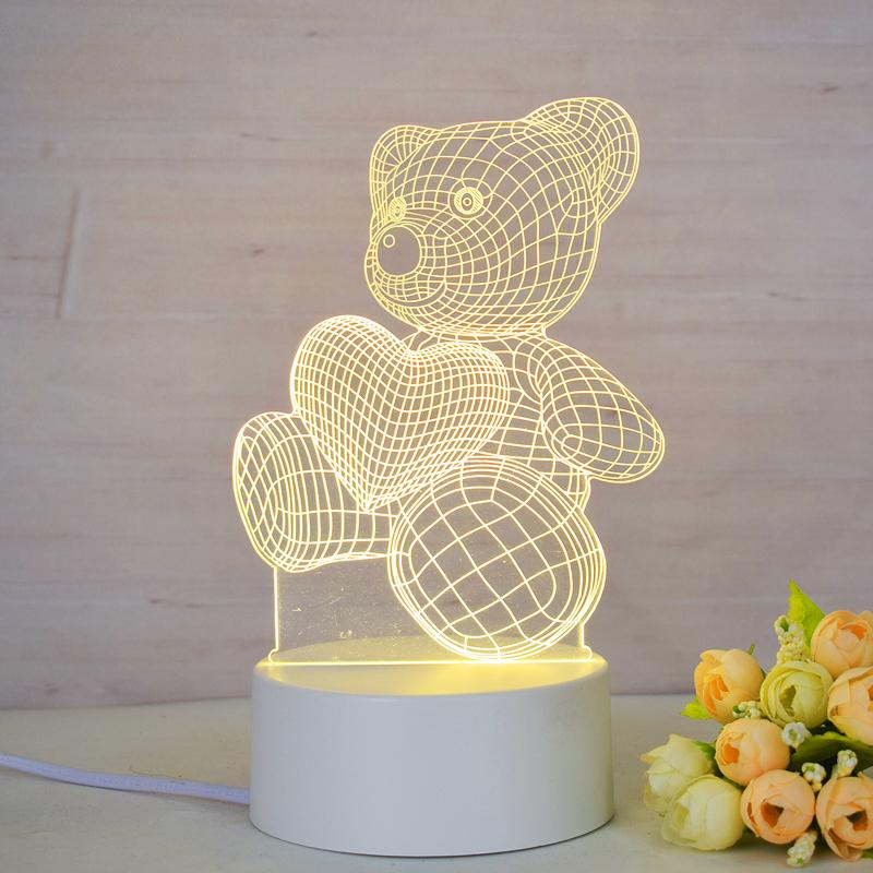 Customize Acrylic 3D Illusion LED Warm White Night Light for Living Room Kids Bedroom Decorative Lamp with USB Power