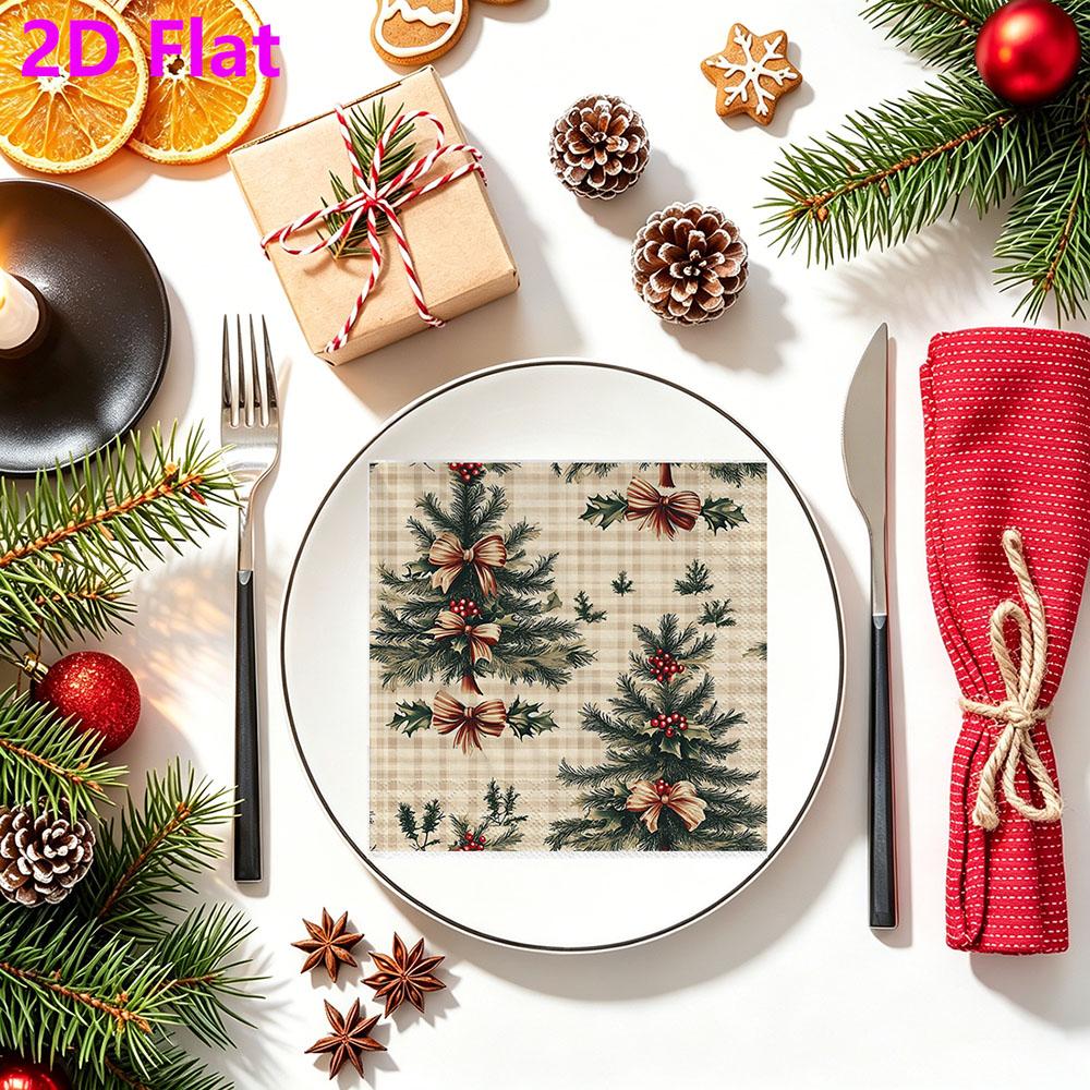 20pcs Disposable Napkins with Christmas Fruit Pattern Print for Wedding,Parties,and Daily Use for Thanksgiving Fall Christmas Table Decoration