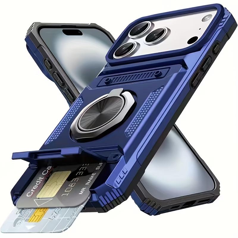 for 17 16 15 14 13 11 Pro Max Plus Resistant Heavy Duty Hard Case with Metal Holder and Hidden Dual Card Slot