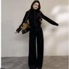 Korean-Style Velvet Sportswear Set: Women's Autumn/Winter Jacket & Wide-Leg Pants, Two-Piece Hoodie Set