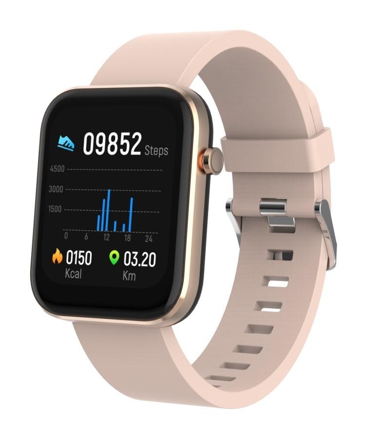 DENVER SW-182 ROSE - Smartwatch mit Bluetooth, Herzfrequenz-, Blutdruck- und Sauerstoffsättigungssensor, Denver
