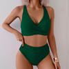 Sommer Zwei Stücke Einfarbig Cri-Cross Badeanzug Sexy Frauen Badeanzug Strand Badeanzug