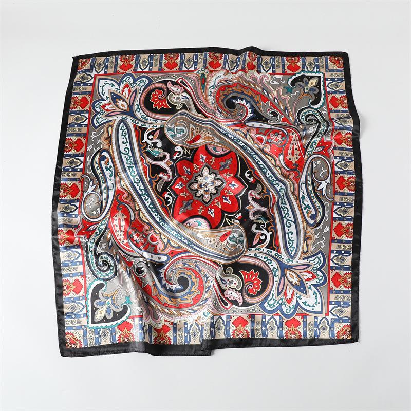 Elegant celebrity style leaf pattern printing large square scarf sunscreen silk scarf travel shawl versatile generous scarf 91cm