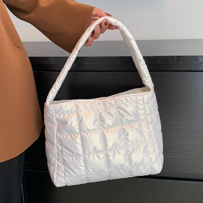 Commute Down Cotton Tote Bag Soft Puffy Bag Trendy Cotton-padded Handbag  Girls