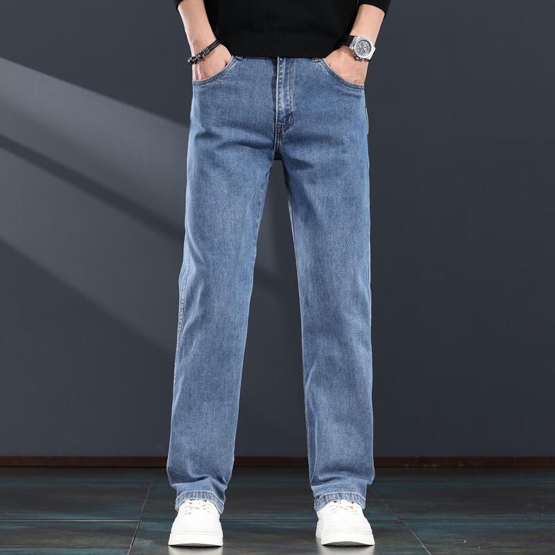 JieLeNuo Men s Relaxed Fit Straight-Leg Stretch Jeans 31