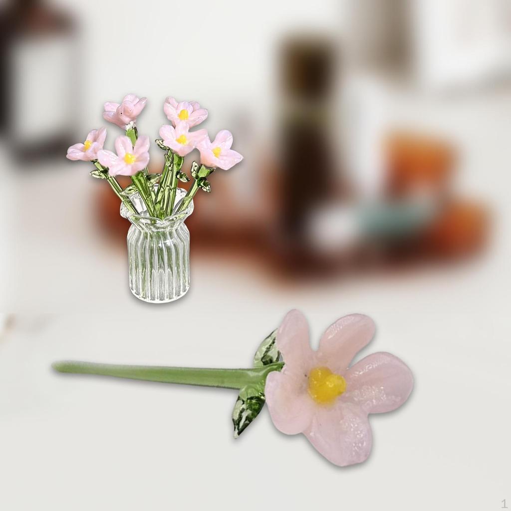 Mini Glass Flower Artificial Crafts Decorative Ornament Decoration for Mom Wife Mother's Day