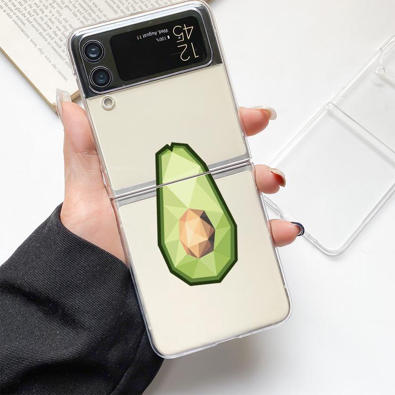 Cute Avocado Baby Yoga Fashion Phone Case For Samsung Galaxy Z Flip 3 4 5 6 7 Hard Folding Z Flip4 PC Cover Protector Gift