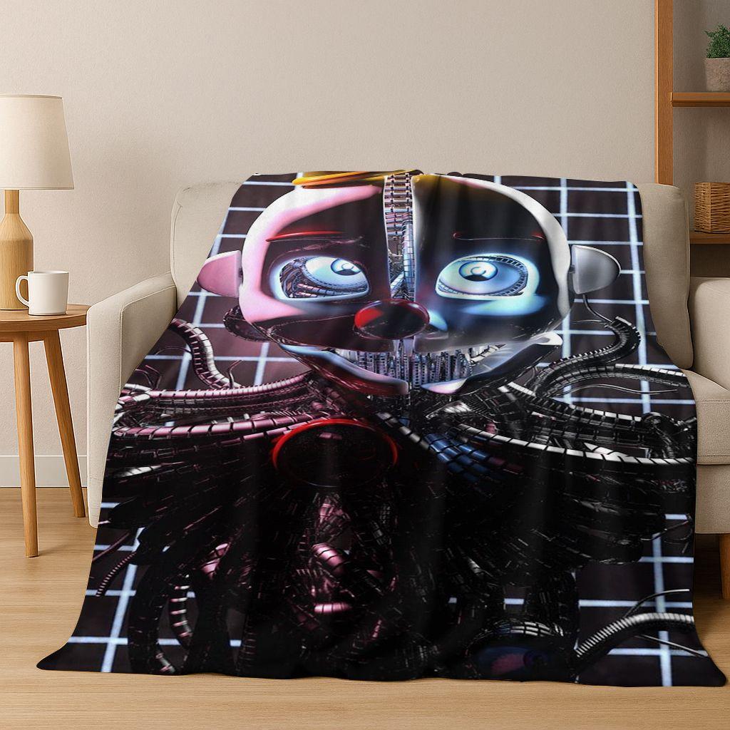 3D F-FNAF Game Cartoon Flannel Blanket Soft Warm Throw Blanket for Bed Bedroom Room Living Room Travel Camping Picnic Gift