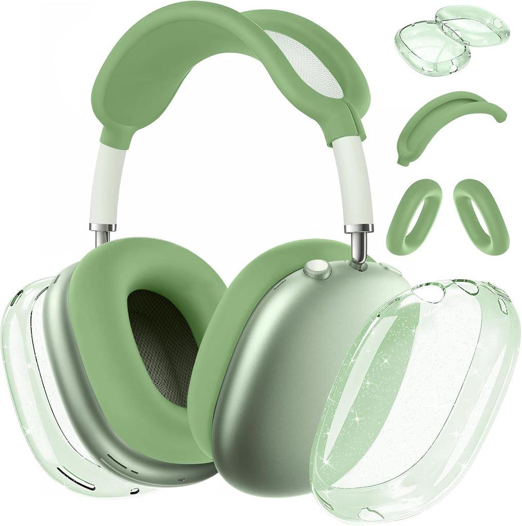Applicable AirPods Max Over-Ear Headphones Transparent Glitter Silicone Case
