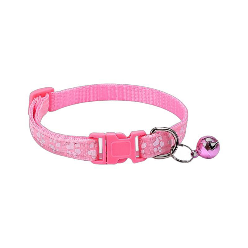 Adjustable Cartoon Pet Collar with Footprints and Bell for Small To Medium Dogs and Cats