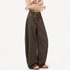 Coffee Scimitar Jeans Women's Wide-leg Loose High-waisted Denim Wide-leg Pants Women's Scimitar Pants Women's Slightly Fat and Thin