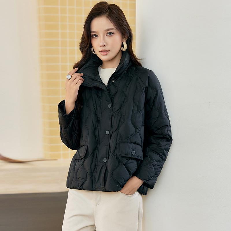 White Duck Down Stand-up Collar Gourd Pressure Glue Down Jacket Women's Short Winter New Light and Thin Top Tide
