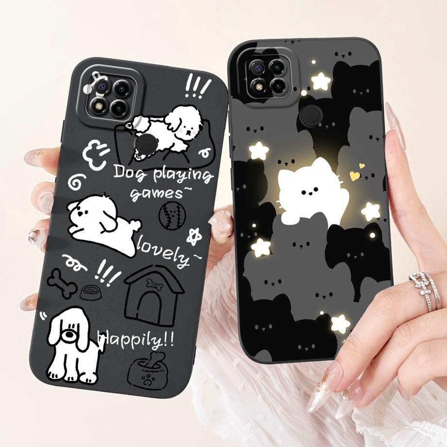 For Xiaomi Redmi 9 9Prime 9A 9AT 9C NFC 9T 9 Power Case Soft Silicone Housing Goothic Style Cartoon Panda Flower Back Cover