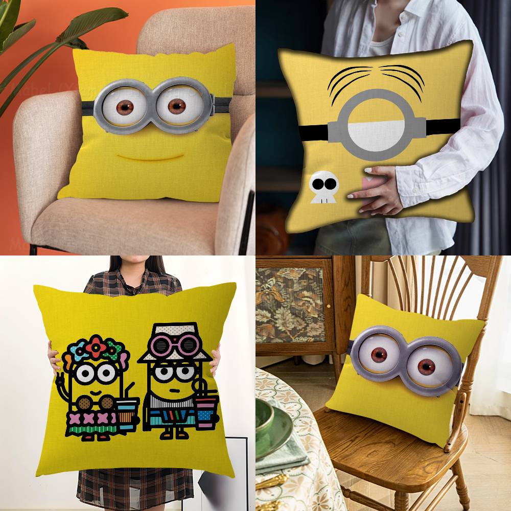 Cartoon MMinions Cute Funny Pillow Cover Soft Decor Throw Pillow Case xcm Couch Home Decor for Living Room Sofa Party Gift