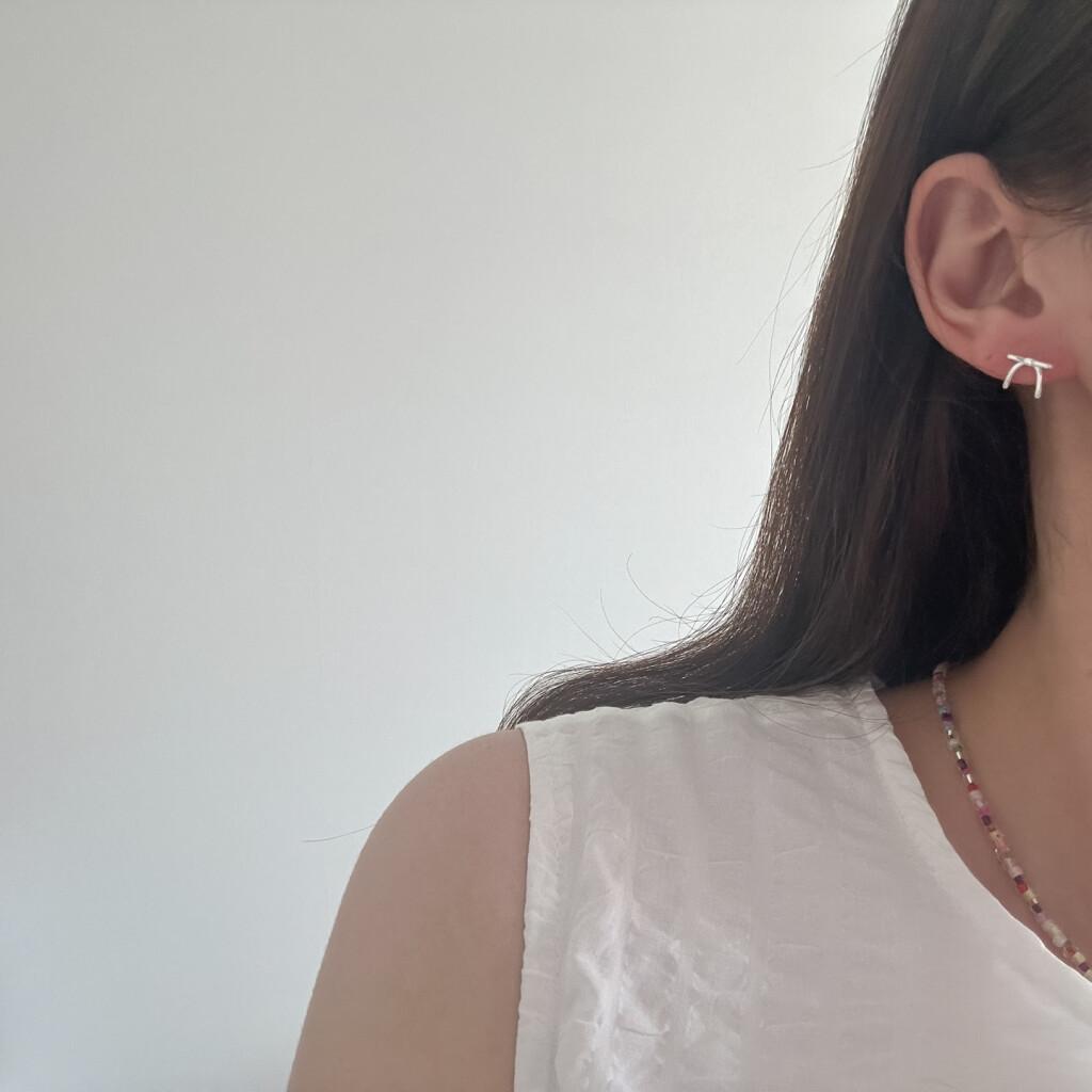 / 925 Silver Mini Flat Ribbon Stud Earrings
