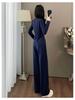Women's Autumn Casual Sports Set: Slimming Black Long Sleeve Top & Wide Leg Pants