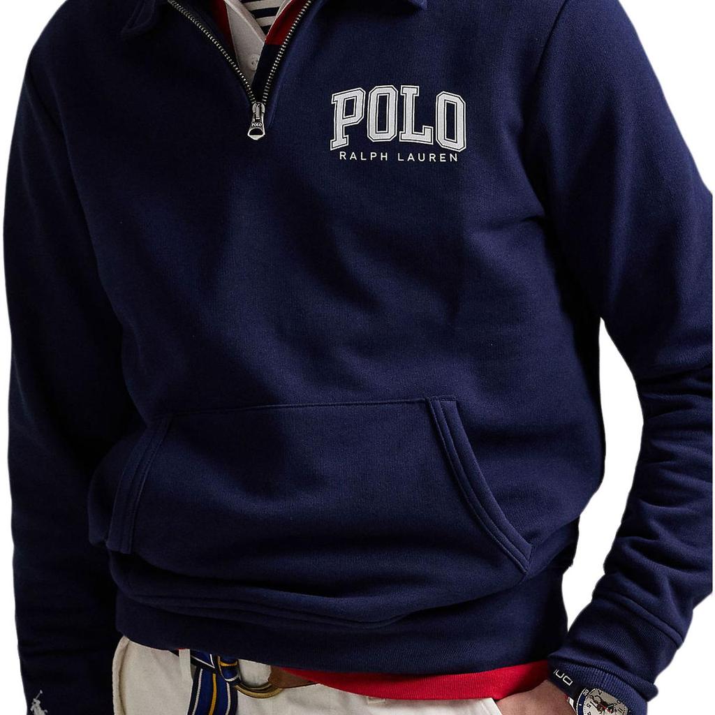 Polo Ralph Lauren SS26 Felpa con Ricamo Lettera, Collo Polo, Mezza Zip, Tasca, Manica Lunga Uomo felpa 710P02668-001