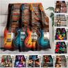 1PC Electric Guitar Printed Blanket, All Season Lightweight Home Office Outdoor Nap Multifunctional Blanket A3