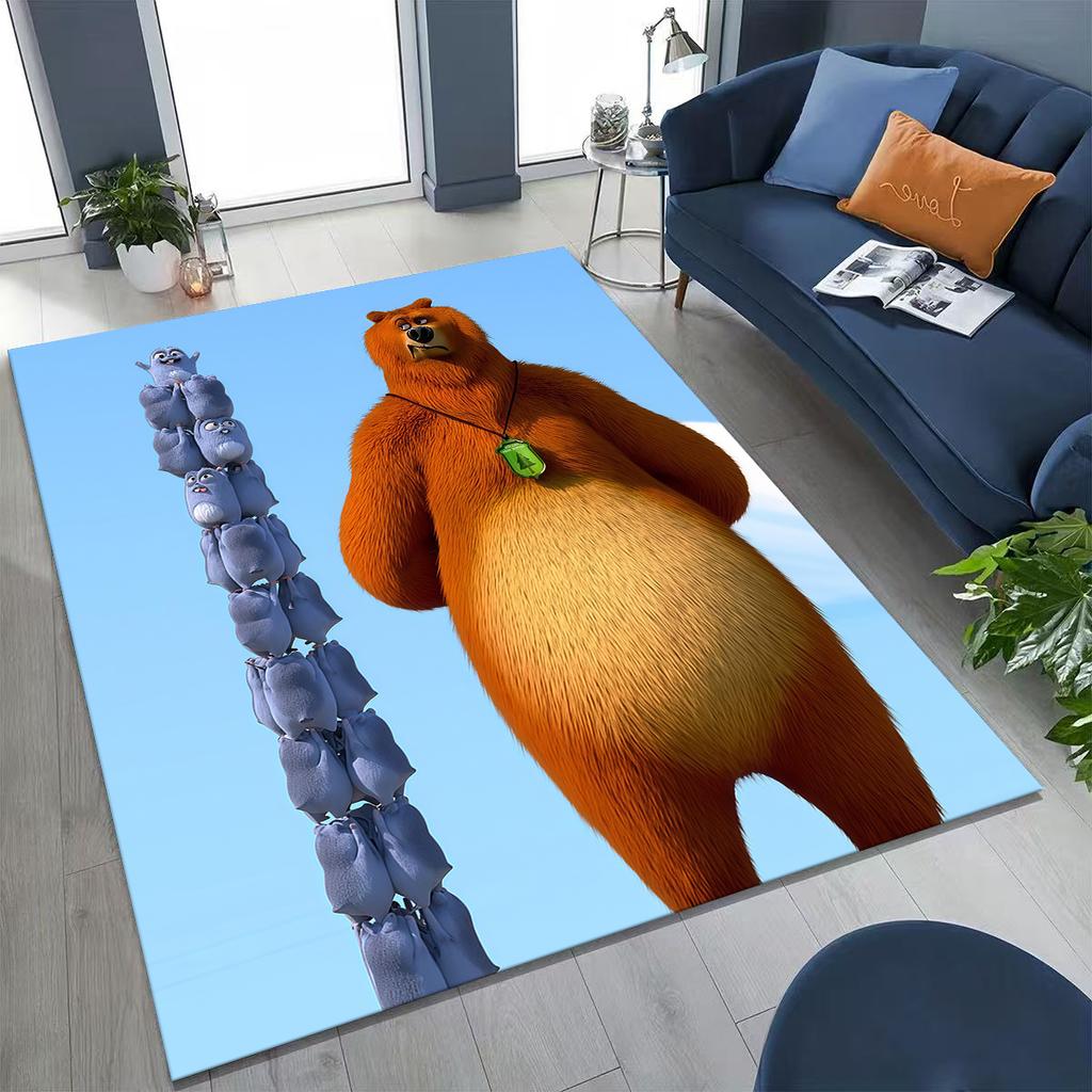 Tappeto Divertente Grizzy e i Lemming Cartone Animato per Camera da Letto Soggiorno Divano Zerbino Decorazione, Tappeto Pavimento Grande Antiscivolo per Bambini