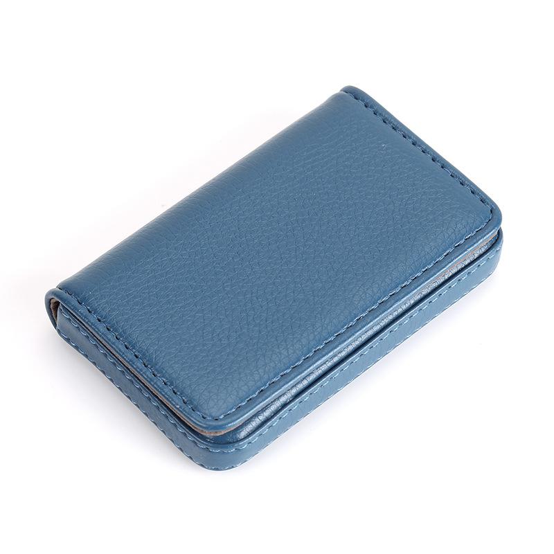 Porta carte di credito in pelle PU cucita di dimensioni standard, porta biglietti da visita, portafoglio con chiusura magnetica per uomo e donna