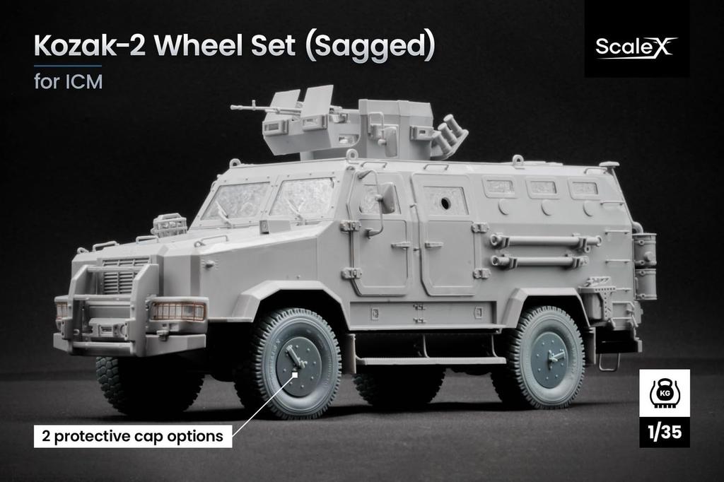 Scale-X 1/35 Ukrainian Armored Vehicle Kozak-2 Weight-Deforming Wheel Set (5 pieces) (for ICM) Plastic Model Parts SCXWM35006S (Military Vehicle)