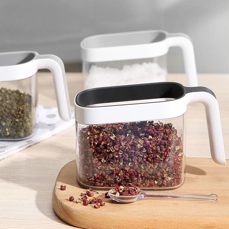 Seasoning Box with Integrated Multi-Grid, Storage, Salt, Aginomoto Bottle, Seasoning Jar, Home Combination Suit,Kitchen Supplies