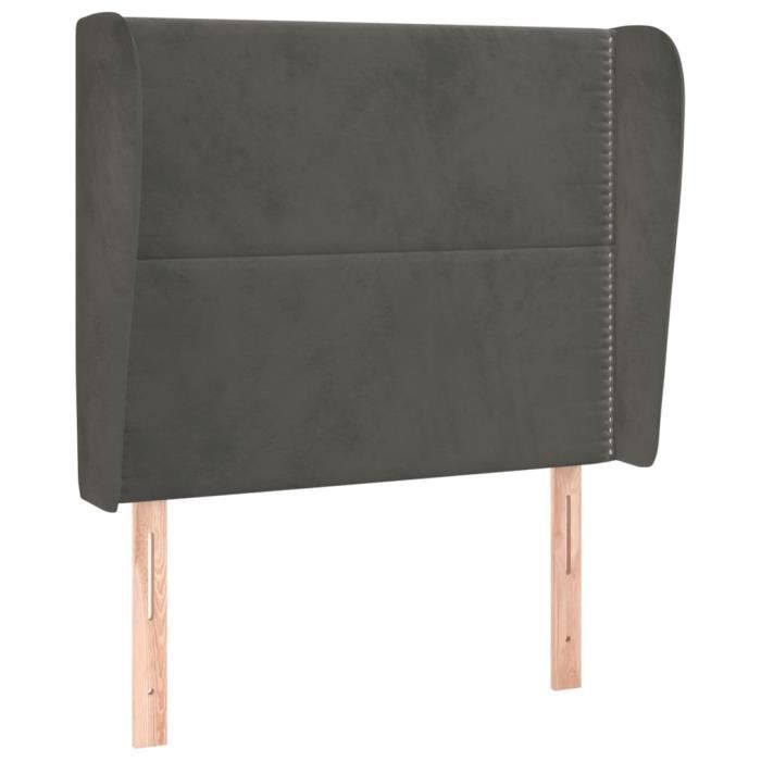 VidaXL Tête de lit avec oreilles Gris foncé 93x23x118-128 cm Velours3117853