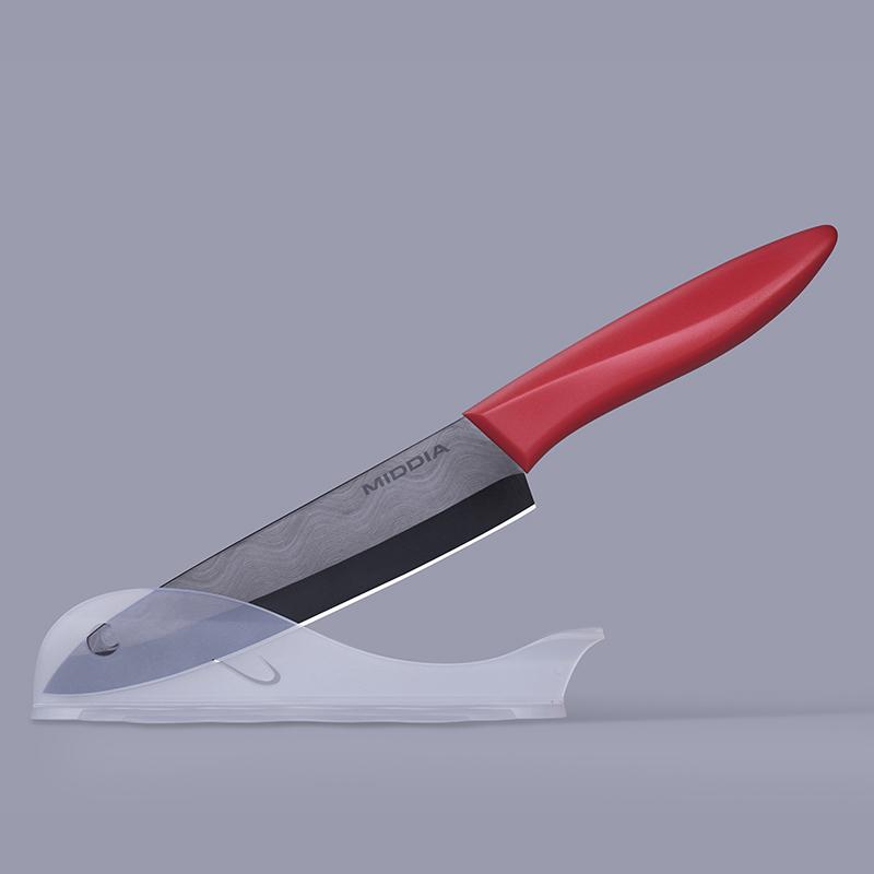 MIDDIA Advanced Ceramic 6-Inch Chef Obsidian Kitchen Knife with Black Japan PP Handle Laser Logo for Fruit Kitchenware