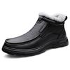 Mens Warm Lined Leather Martin Boots Winter Casual High Top Shoes With Wool Lining Round Toe