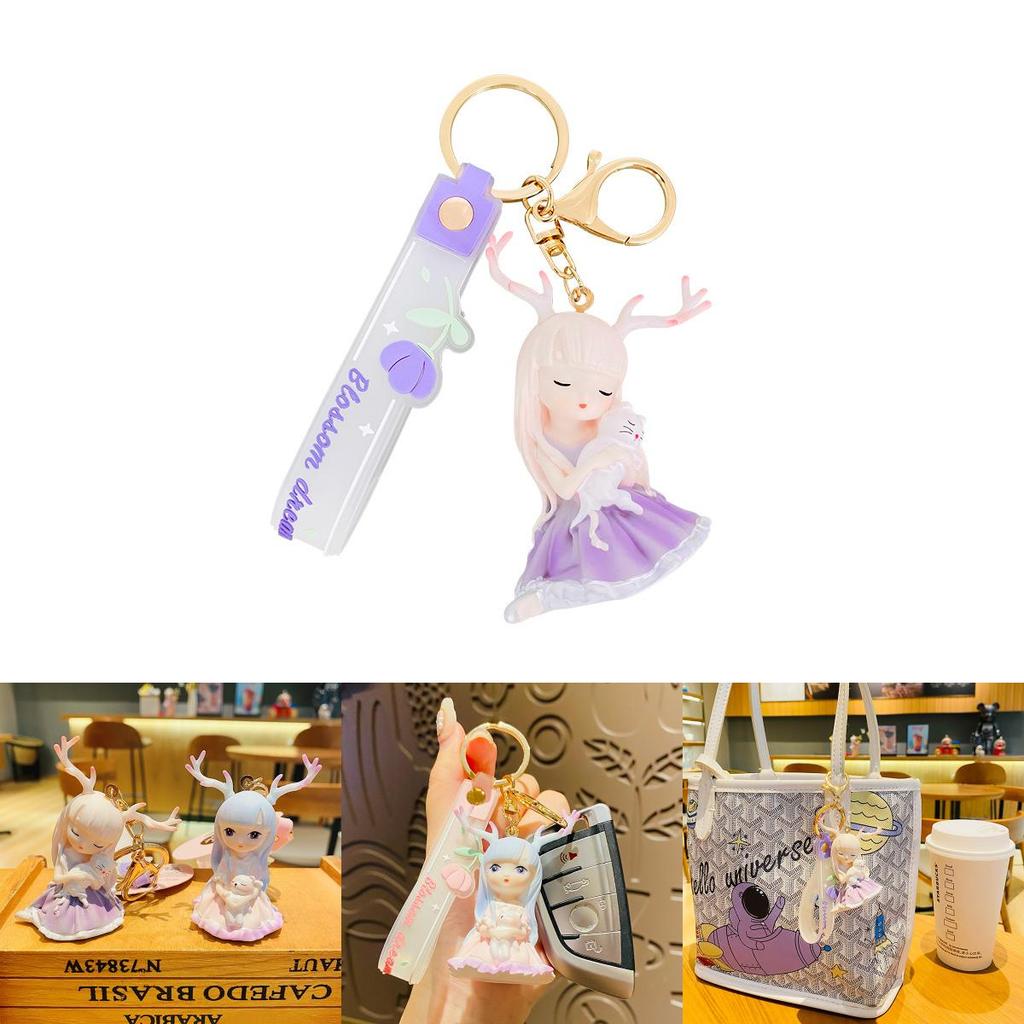 Entzückender Hirsch Schlüsselanhänger Pvc-Material Kreatives Autoschlüssel-Accessoire für Frauen und Mädchen