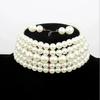 Women Summer Fashion Simple Multi-layer White Imitation Pearl Wide Bib Necklace Jewelry Charm Creative Gifts Jewerly Accessories