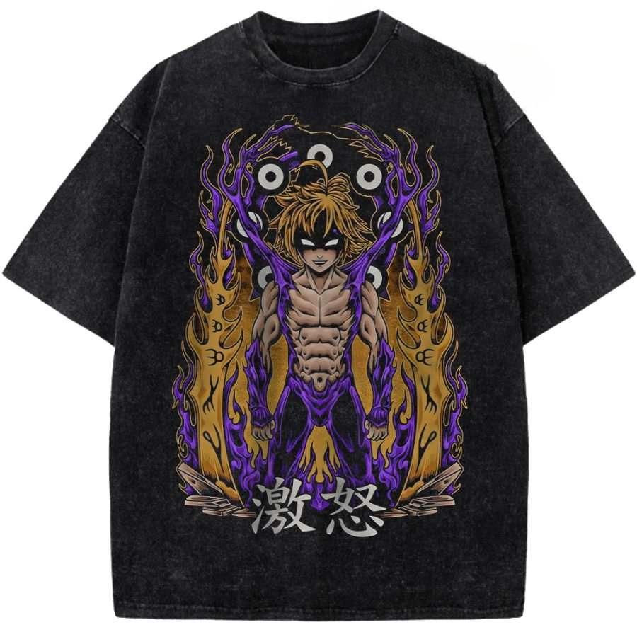 

Hot Anime The Seven Deadly Sins Meliodas Graphic Tee Men Clothing Washed Cotton Tshirt Casual Tshirt Harajuku Vintage T Shirt S