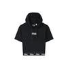 X Magic Stick Collaboration Solid Color Letter Print Hooded Short Sleeve T-Shirt Women Tops Black F11W329112F-BK