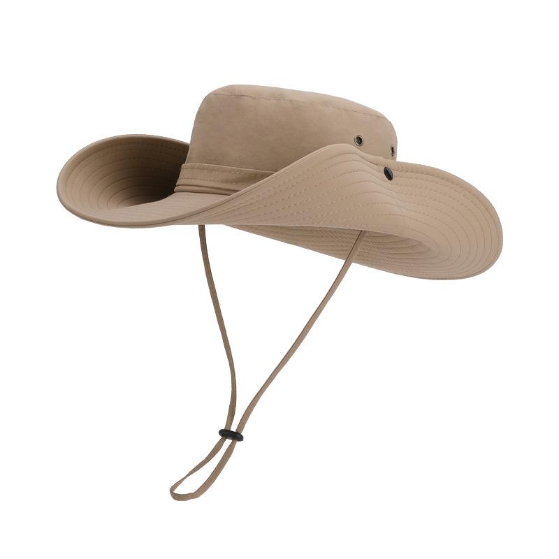Summer outdoor sun hat oversized brim bucket hat men's mountaineering fishing sun hat quick-drying waterproof sun hat