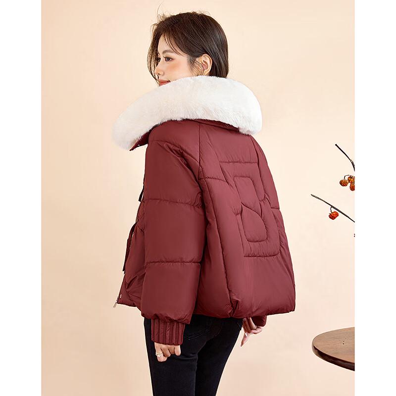 Women's Winter Petite Padded Jacket with Large Fur Collar