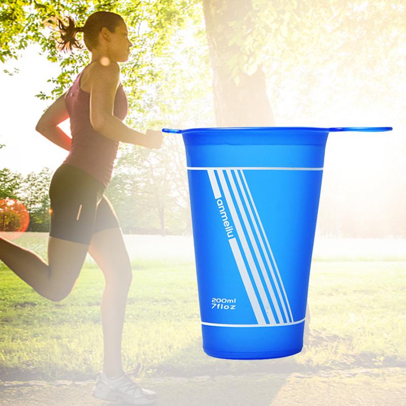 200ML foldable water cup for Outdoor Sports Marathon Running Folding Portable TPU Soft Water Bottle BPA Free Sports Drinking Cup