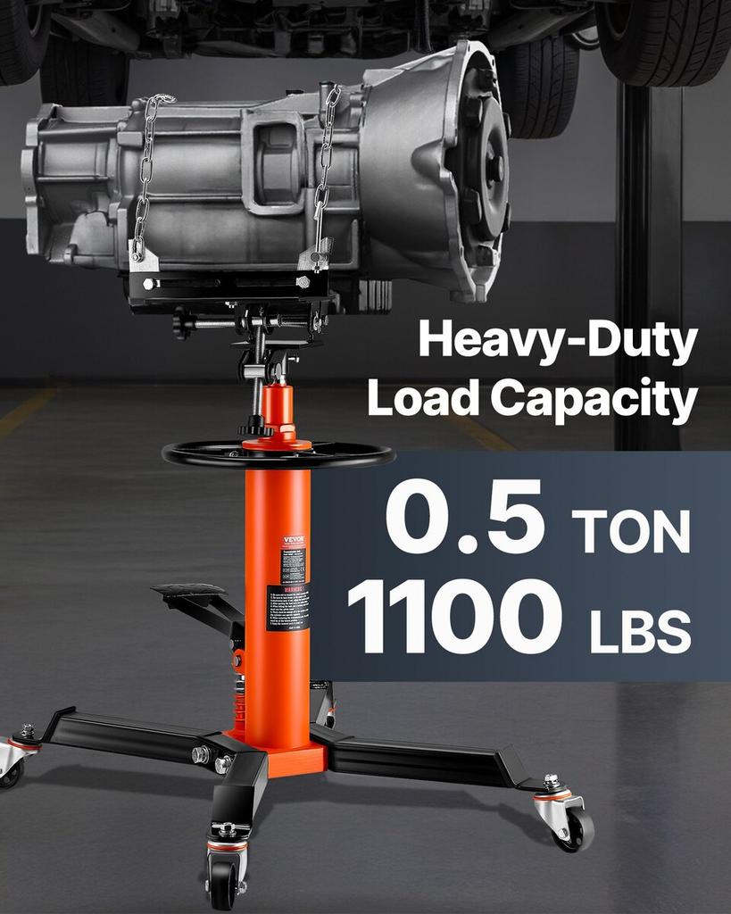 Transmission Jack 1100 Lbs 2-Stage Hydraulic High Lift Vertical Telescopic