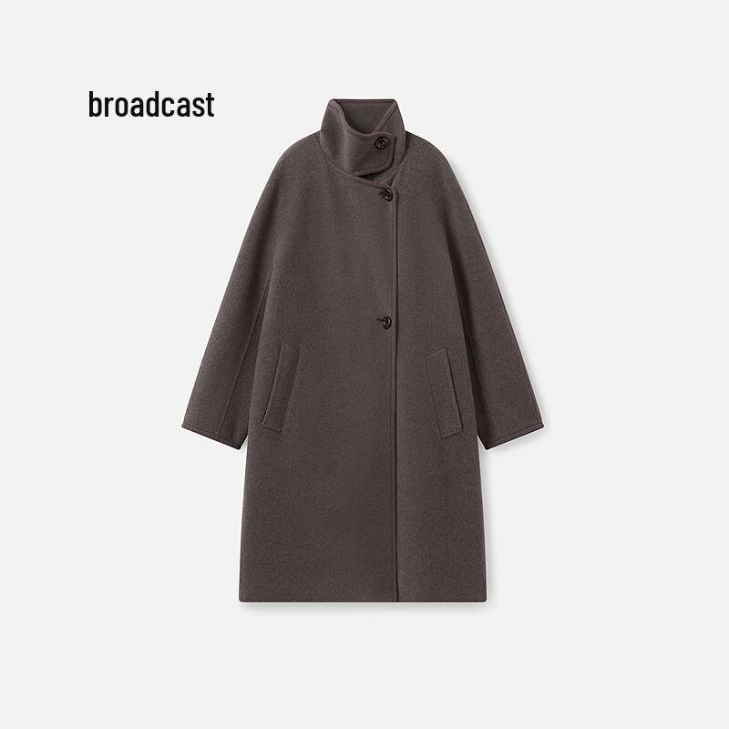 

Broadcast Stand Collar Belted Wool Blend Coat M