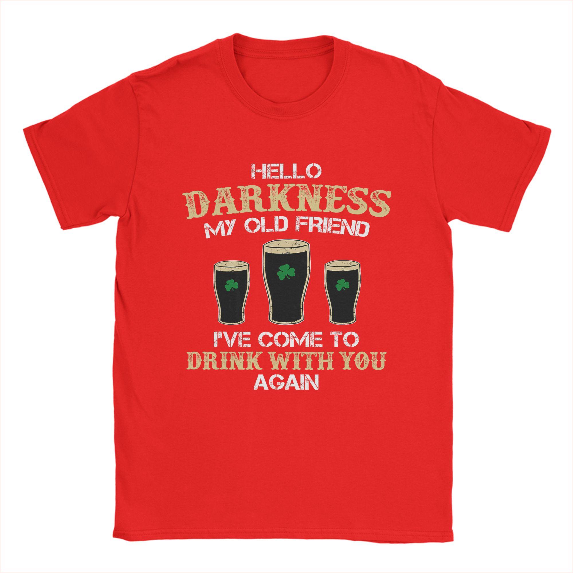 Vintage Hello Darkness My Old Friend Irish Shamrock Beer Day T-Shirt Men Crew Neck Pure Cotton T Shirts Short Sleeve Tees S