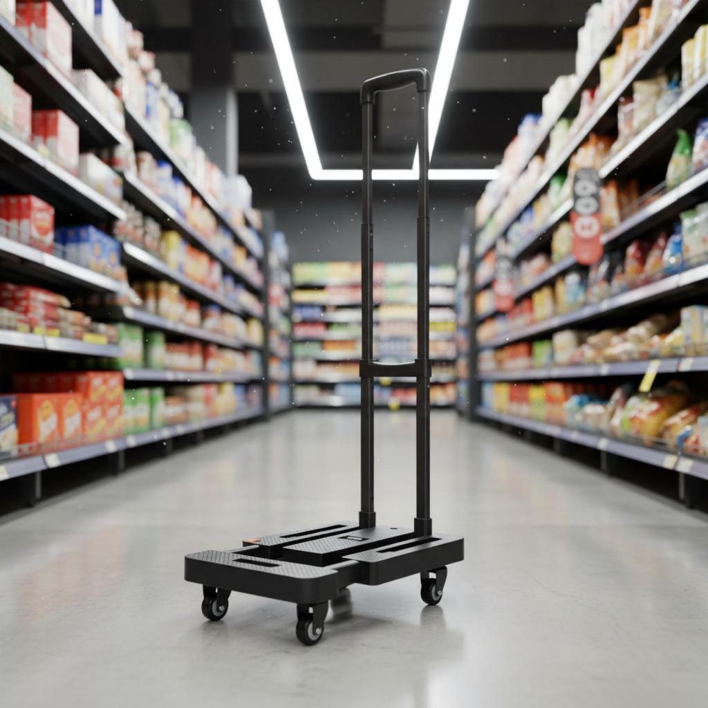 Foldable Transport Cart Thickened Iron Frame Rolling Hand Truck Multipurpose