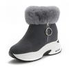 Snow boots women's, autumn and winter warm cotton boots, casual shoes, rabbit fur wedge heel short women's shoes zipper Martin boots