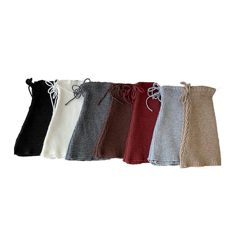 Boots Cotton Socks Cover Bow Straps Thickened Thermal Stacking Socks Gray Knitted Calf Cover