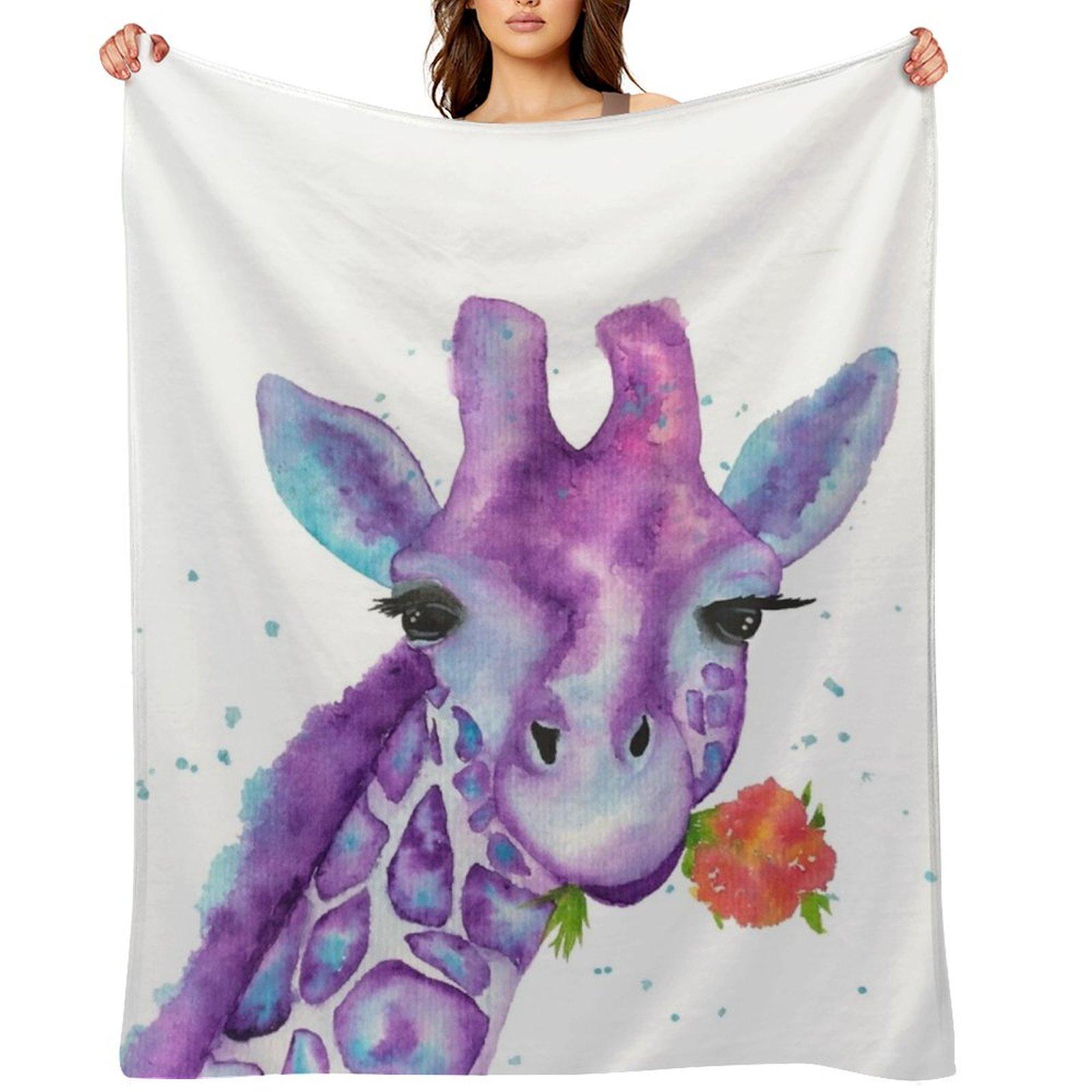 Zoya, the Purple Giraffe Watercolor Throw Blanket Retros bed plaid Hair Decoratives Blankets 30x40in