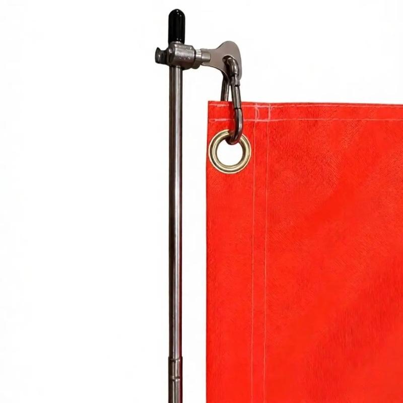 Marine Flag Staff Assembly Metal Grip Mounted Staff with Twin Flag Clips, 1.6 m Hardware for Boat and Yard Display