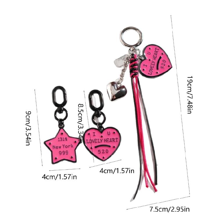 Artistic Vintage Star Heart Keychain Cute Cartoon Star Heart Resin Ornament Sturdy Decorative Home Office Decors