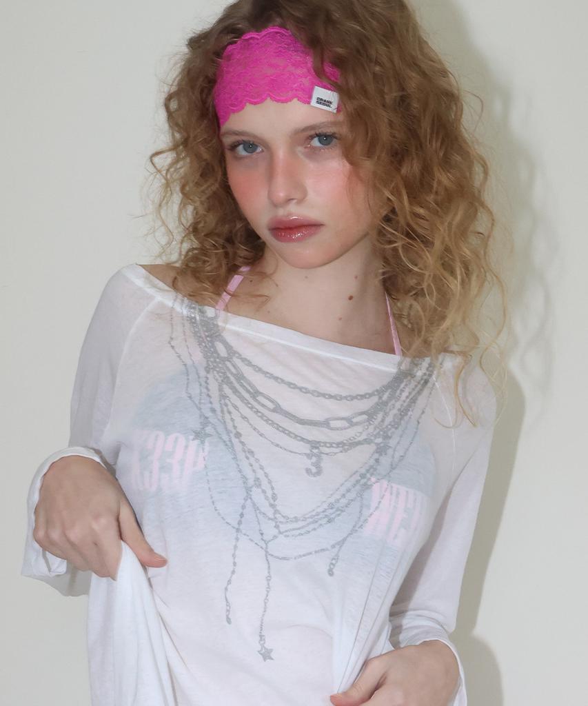 CRANK Lace Veil Hairband_Hot Pink