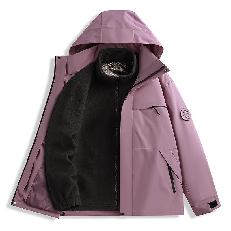 Unisex 3-in-1 Waterproof Windproof Hiking Jacket with Down Liner – Ideal for Autumn and Winter. L